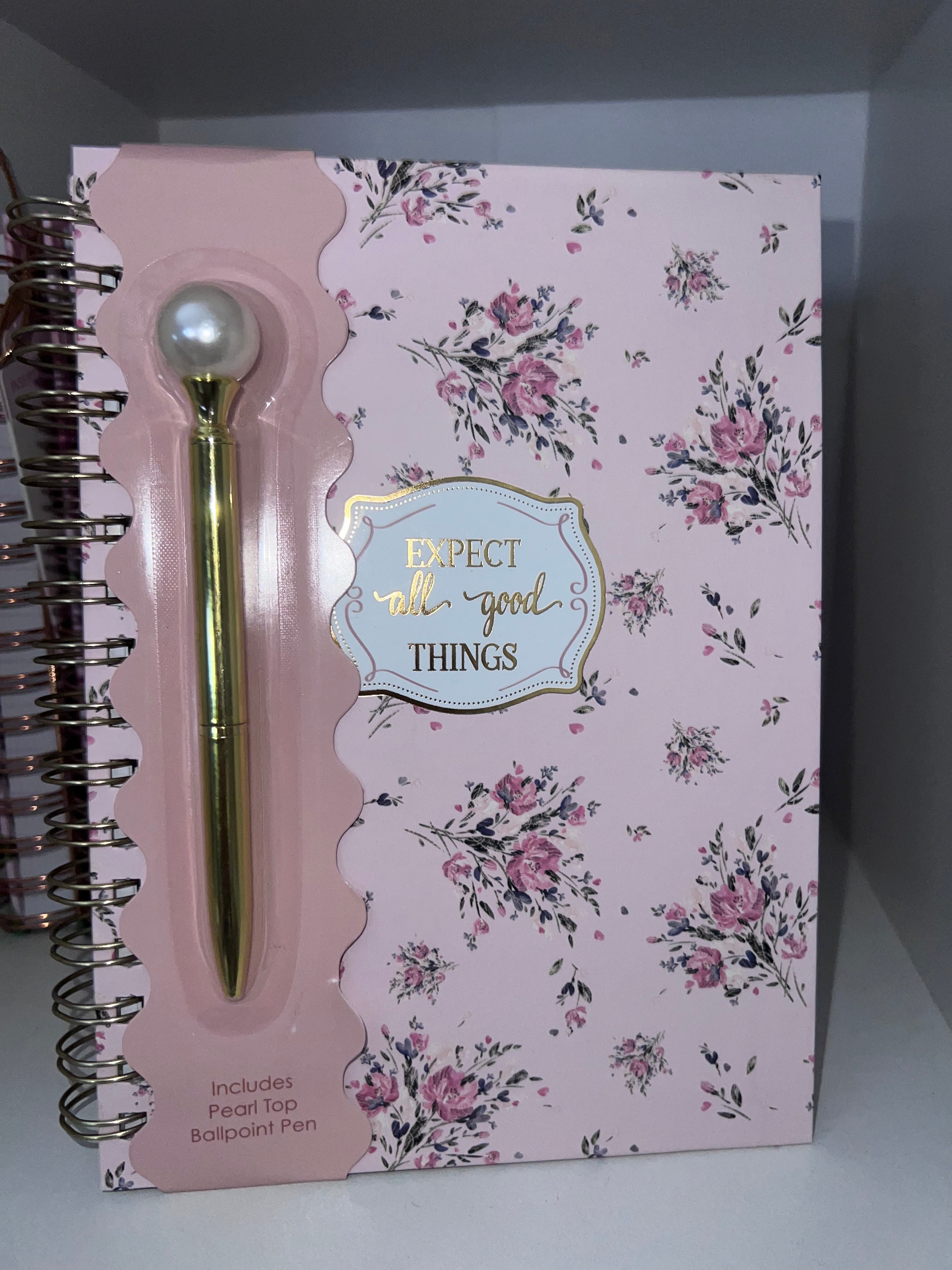 Inspirational Scripture Notebook (pink flowers with pen)