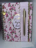 Inspirational Scripture Notebook with pen Faith Hope and Love