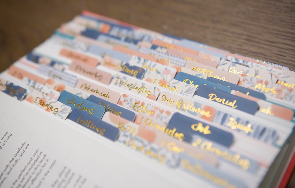Bible Tabs | Books of the Bible Tabs | Bible Tabs with Adhesive | Floral Bible Tabs | Christian gifts for Women | Bible Journaling