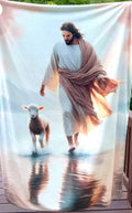 Jesus & the lamb fleece blanket