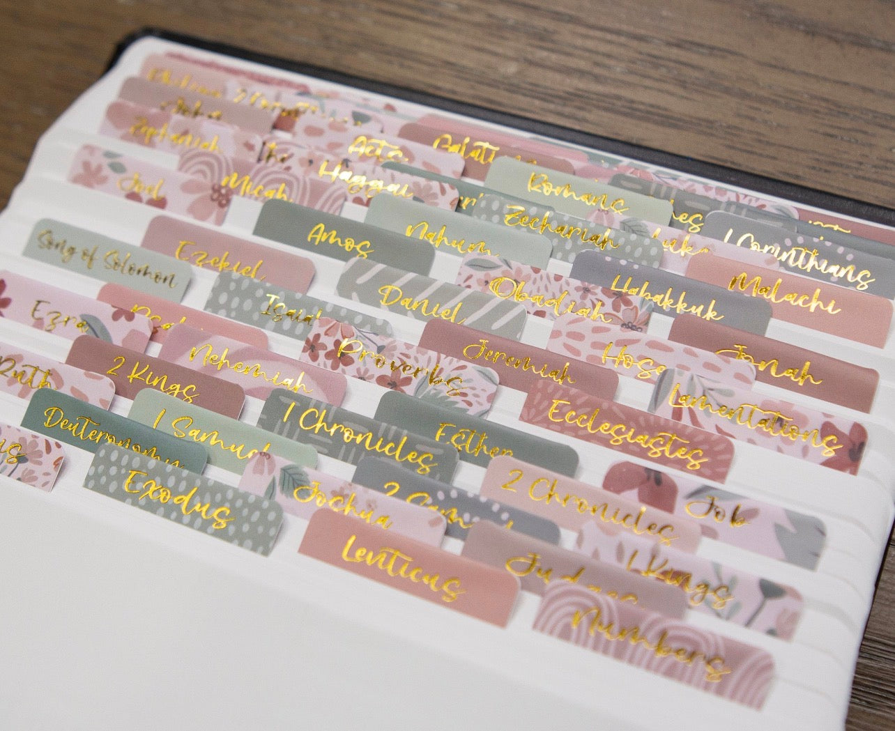 Bible Tabs | Books of the Bible Tabs | Bible Tabs with Adhesive | Floral Bible Tabs | Christian gifts for Women | Bible Journaling