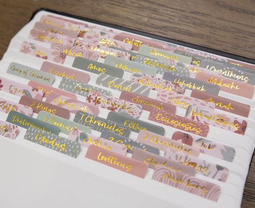 Bible Tabs | Books of the Bible Tabs | Bible Tabs with Adhesive | Floral Bible Tabs | Christian gifts for Women | Bible Journaling