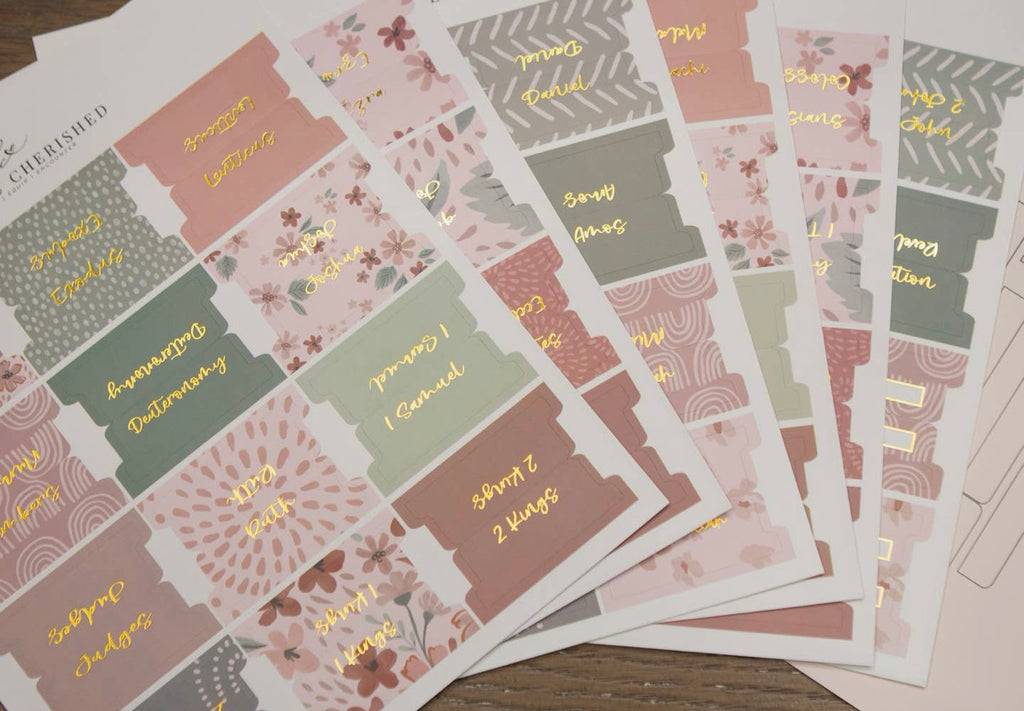 Bible Tabs | Books of the Bible Tabs | Bible Tabs with Adhesive | Floral Bible Tabs | Christian gifts for Women | Bible Journaling