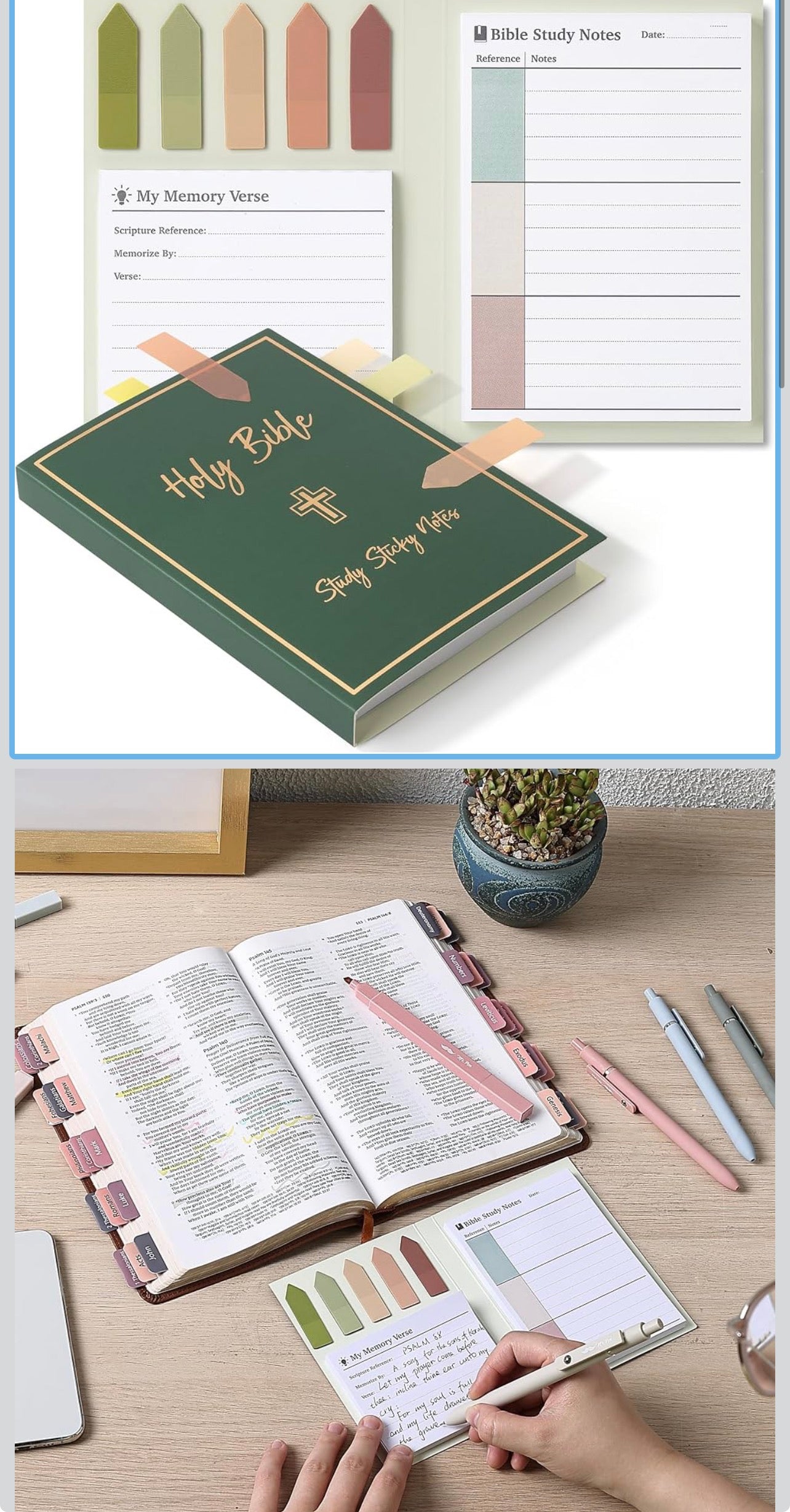 Holy Bible Study Sticky Notes Set, 225 Sheets, Vintage Colors