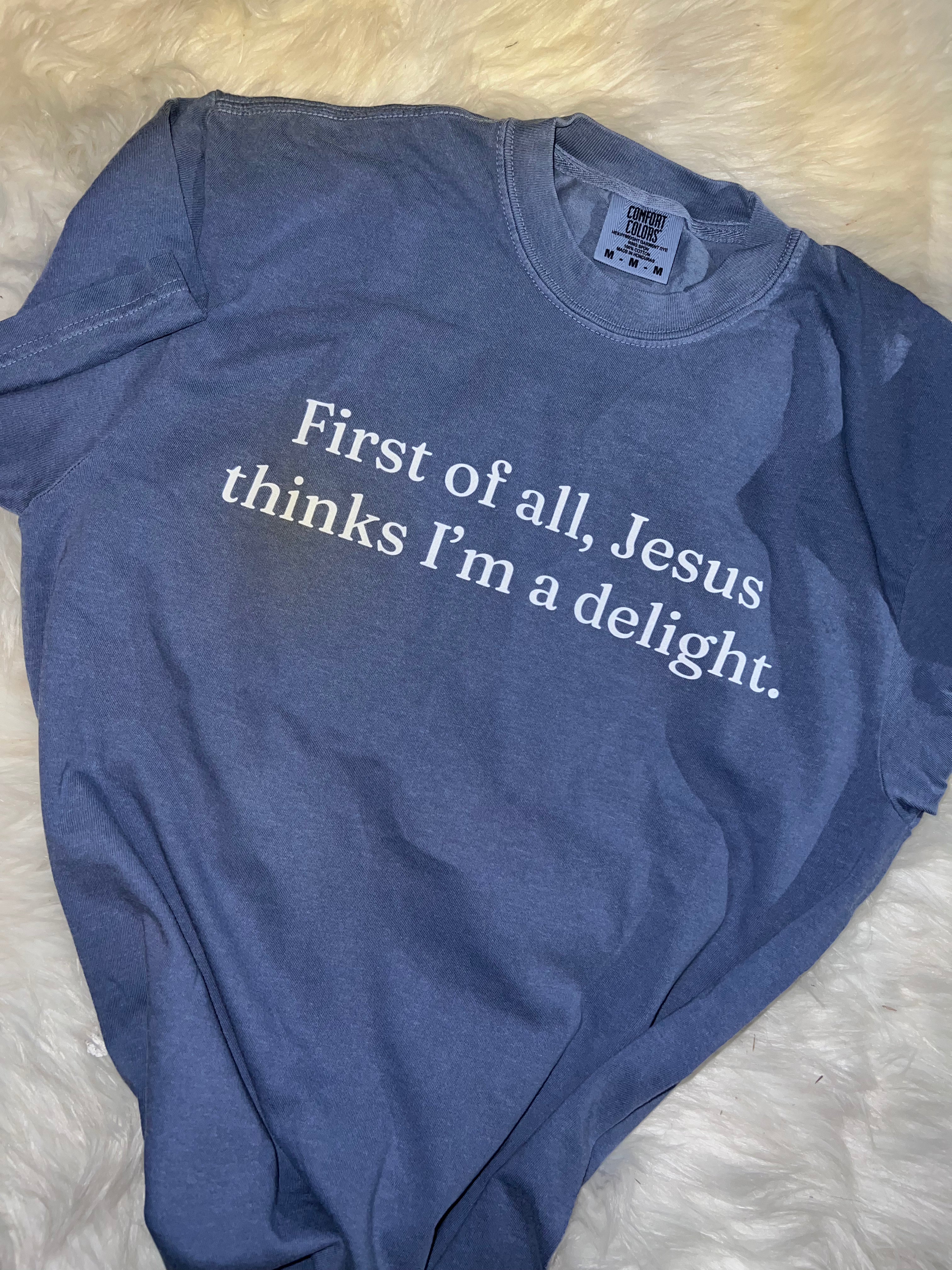 Comfort colors Blue Jean Color Jesus thinks I’m a delight tee