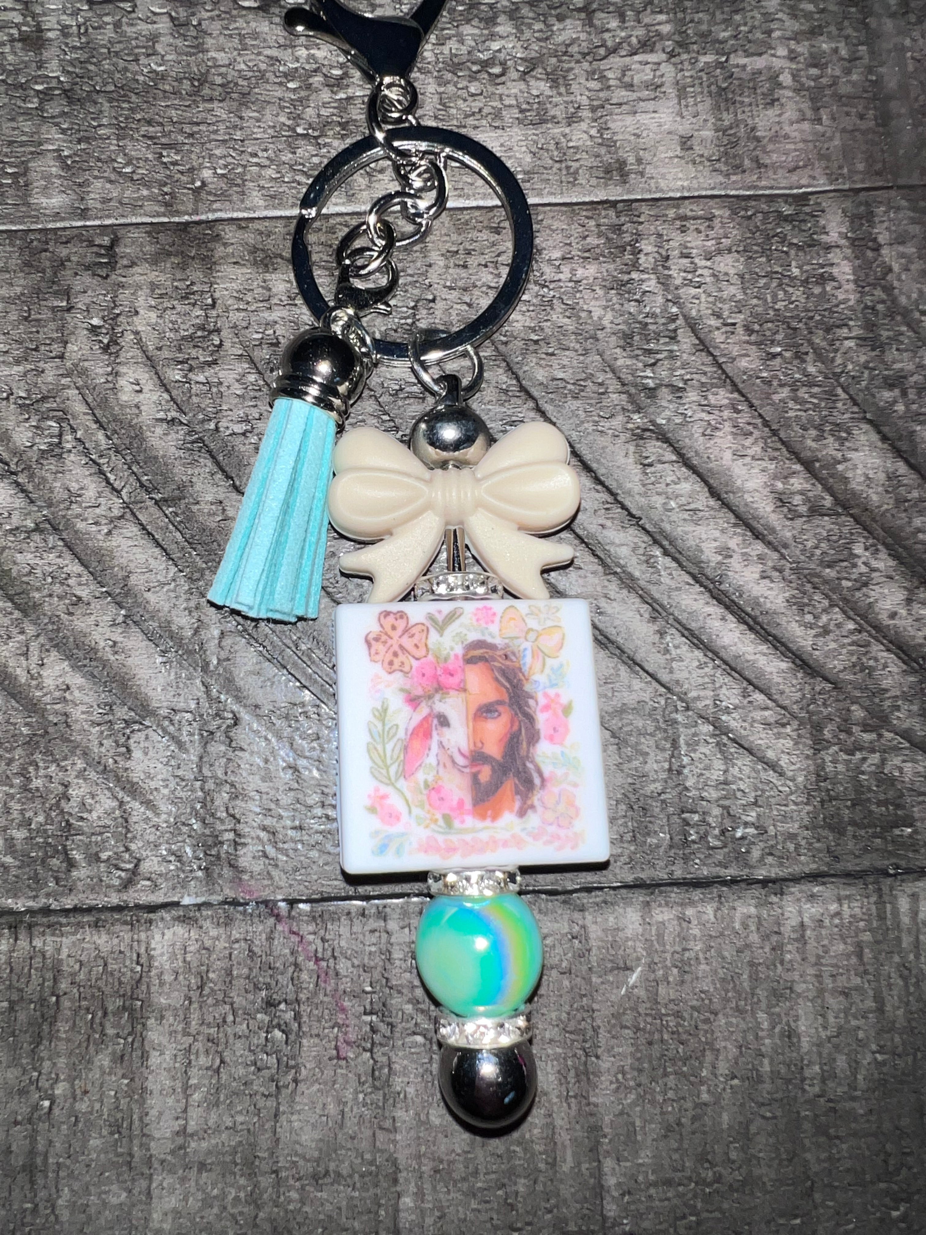 Beaded focal keychain