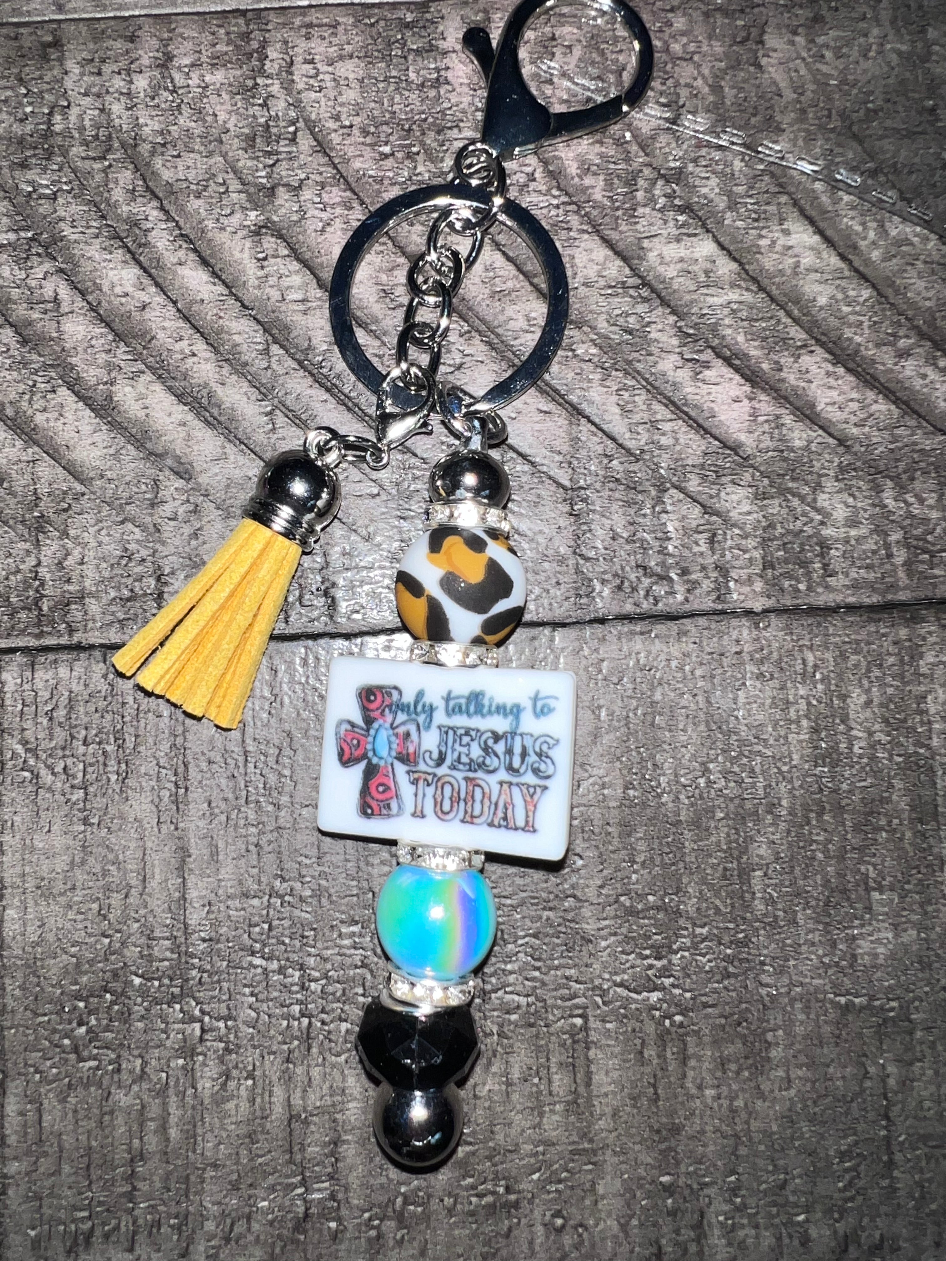 Beaded focal keychain