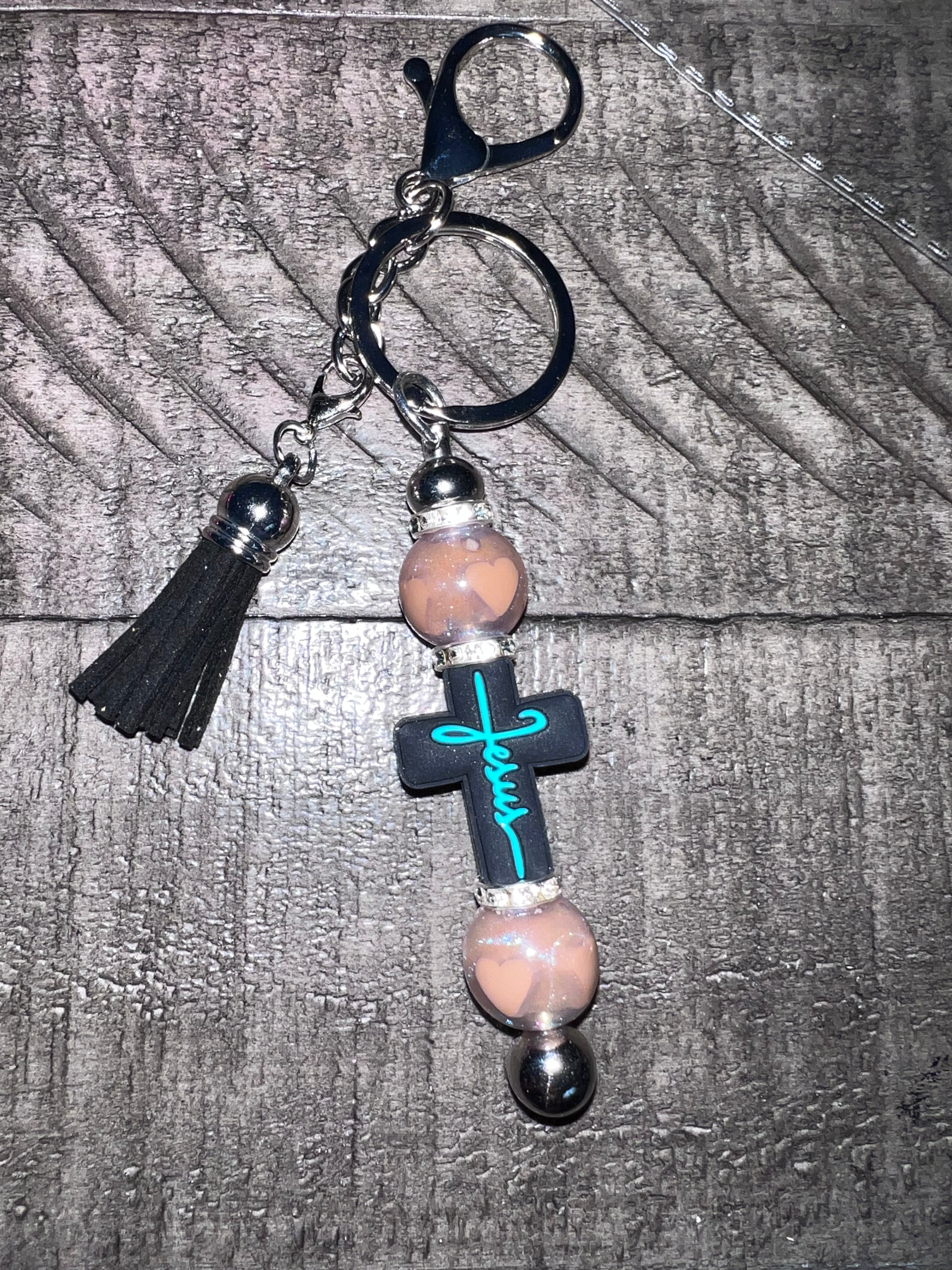 Beaded focal keychain